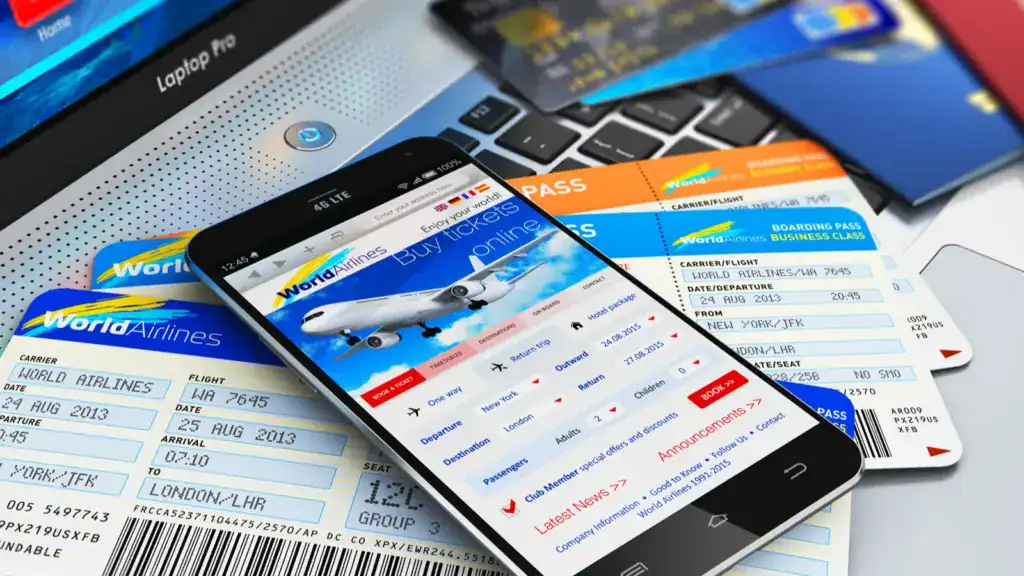 Buying air tickets online via smartphone