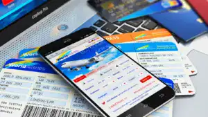 buying air tickets online via smartphone