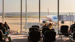 passengers waiting on the airport