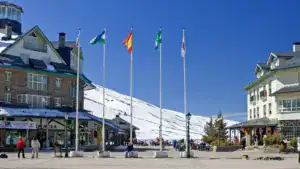 town square of prodollano ski resort in spain